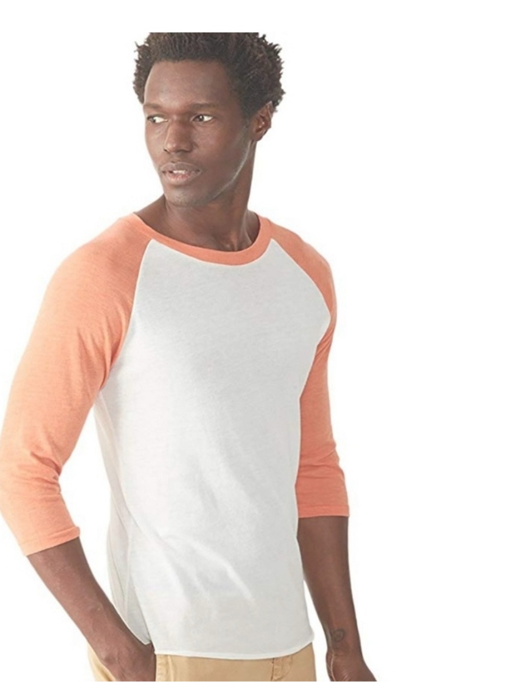 Alternative White and Peach Raglan Baseball Tee
